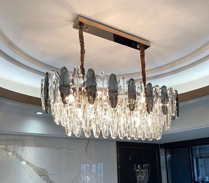 MIRODEMI® Rectangle Gold Crystal Shine Chandelier - Modern Luxury Lighting for Living Room & Kitchen