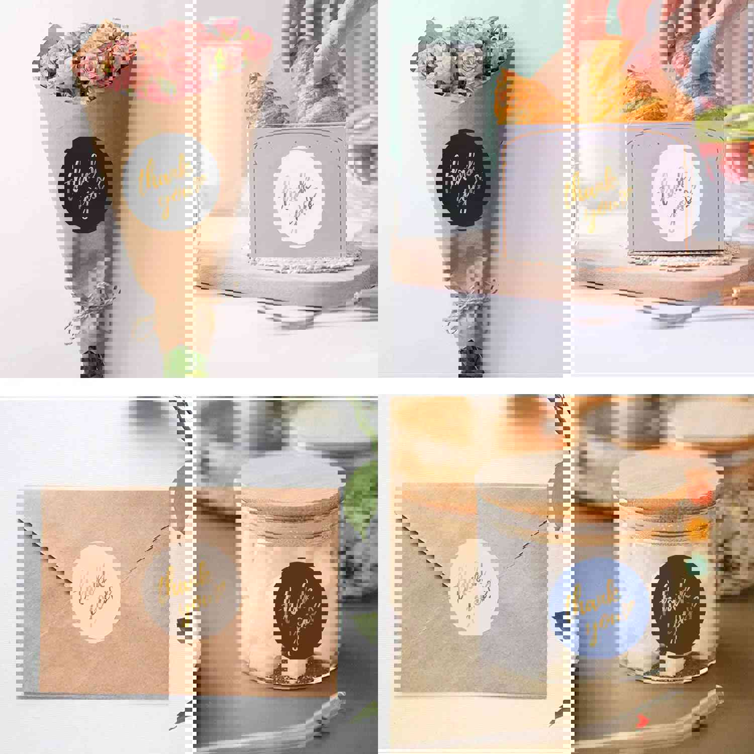 50-500pcs 1inch Blue Thank You Stickers for Envelope Sealing, Handmade Wedding Gift Decoration