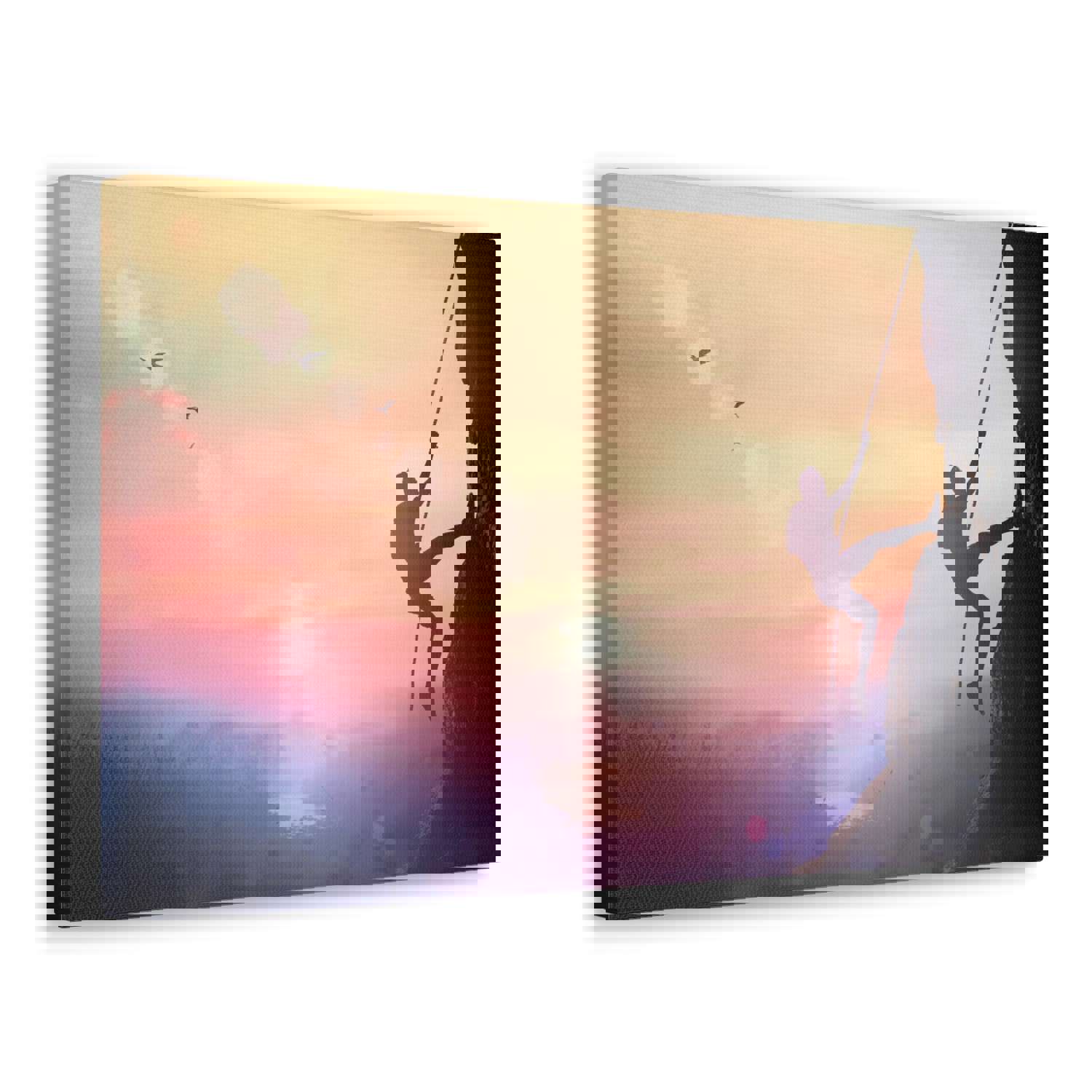 Man Climbing High Mountain Nature Wilderness Photography Canvas Wall Art for Home Decor