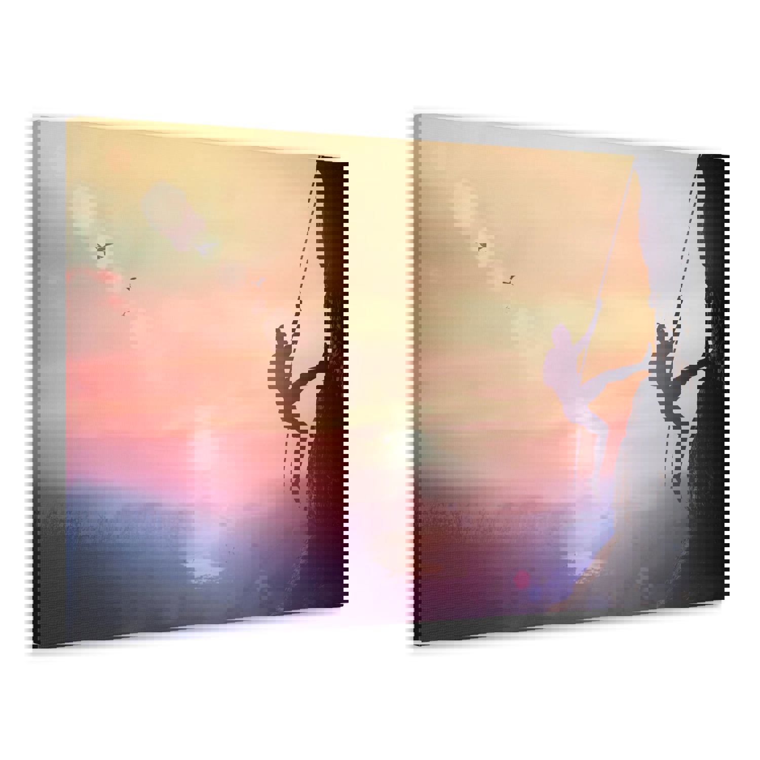 Man Climbing High Mountain Nature Wilderness Photography Canvas Wall Art for Home Decor