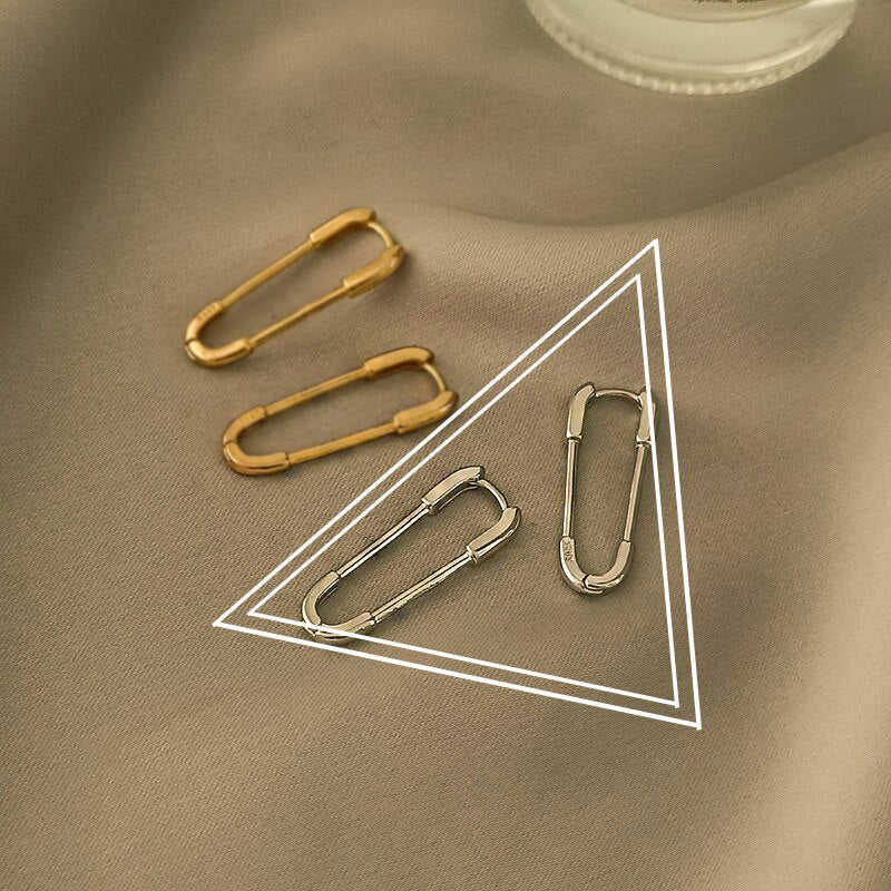 Korea Design Jewelry Simple Metal Pin Hoop Earrings for Women