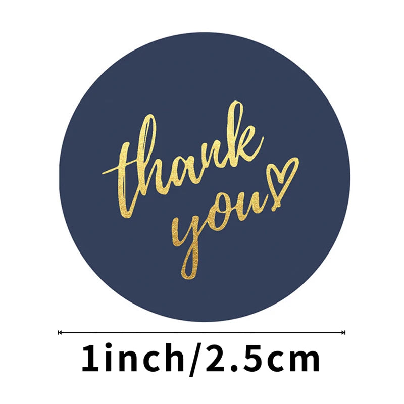 50-500pcs 1inch Blue Thank You Stickers for Envelope Sealing, Handmade Wedding Gift Decoration
