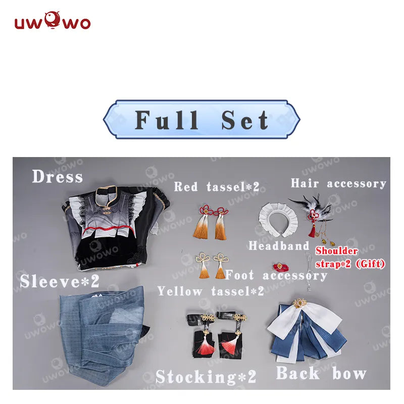 UWOWO Shenhe Cosplay Costume - Genshin Impact Maid Dress for Halloween & RolePlay
