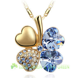 Fashion Austrian Crystal Four Leaf Clover Necklace for Women