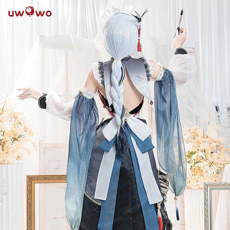 UWOWO Shenhe Cosplay Costume - Genshin Impact Maid Dress for Halloween & RolePlay