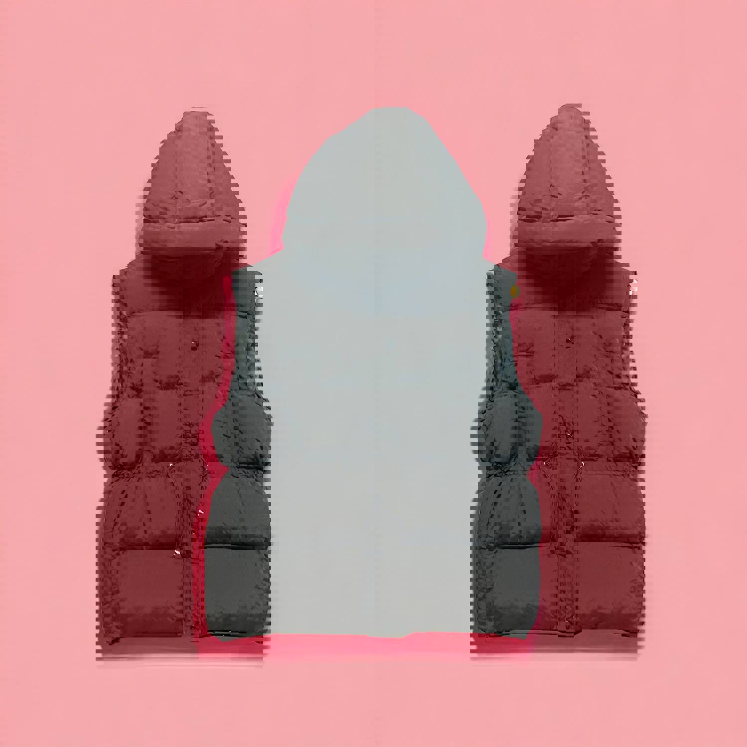 Black Puff Hoodie Vest