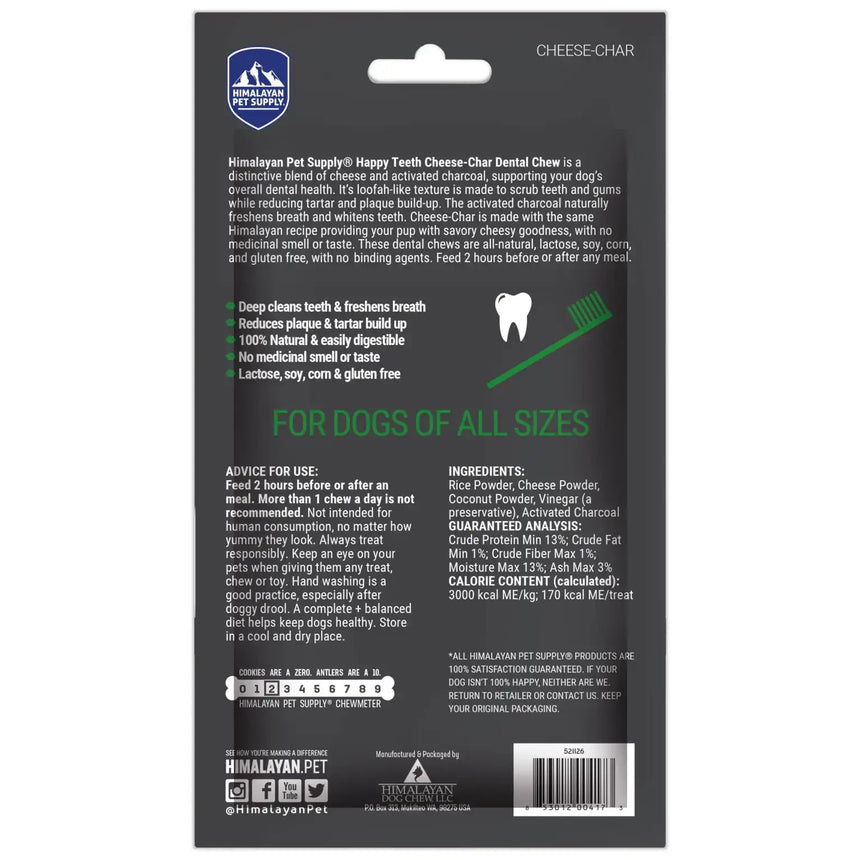 Himalayan Pet Supply Happy Teeth Cheese-Char Dental Chew for Dogs (2.3 Oz)