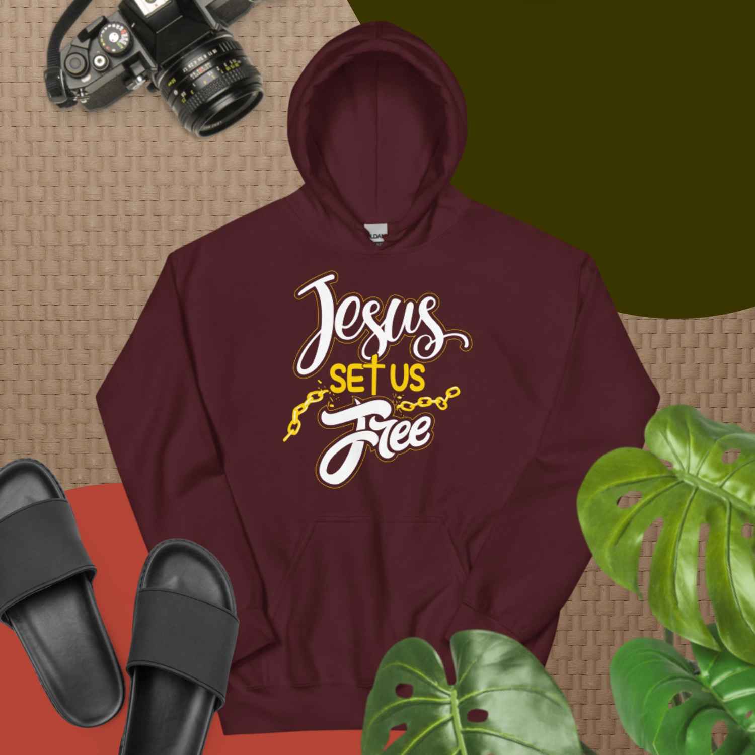 F&H Christian Jesus Set Us Free Mens Hoodie