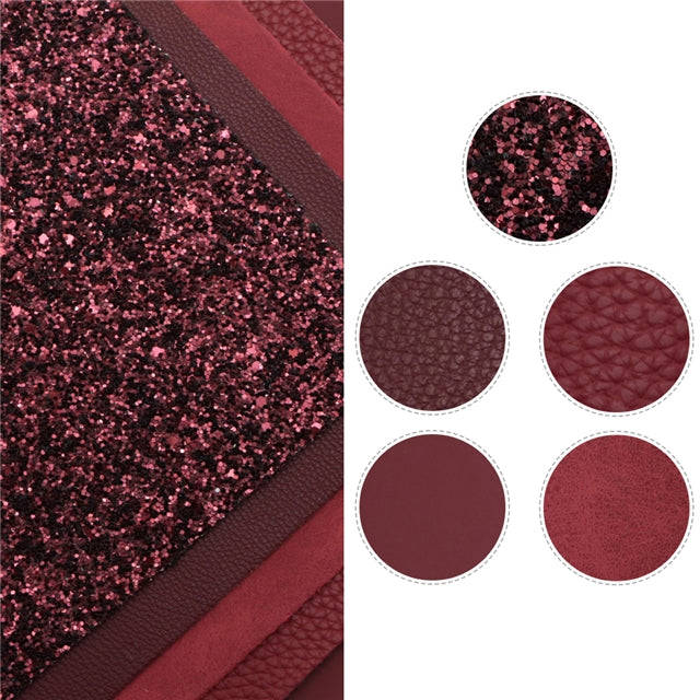 Wine Red Faux Leather Sheet Pack (5 Sheets) for DIY Crafts