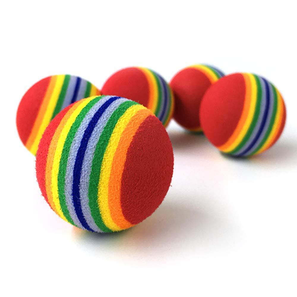 Weihuimei 1Pcs Rainbow 4.2cm Cat Toy Ball - Interactive Chewing Rattle Scratch EVA Ball for Pets