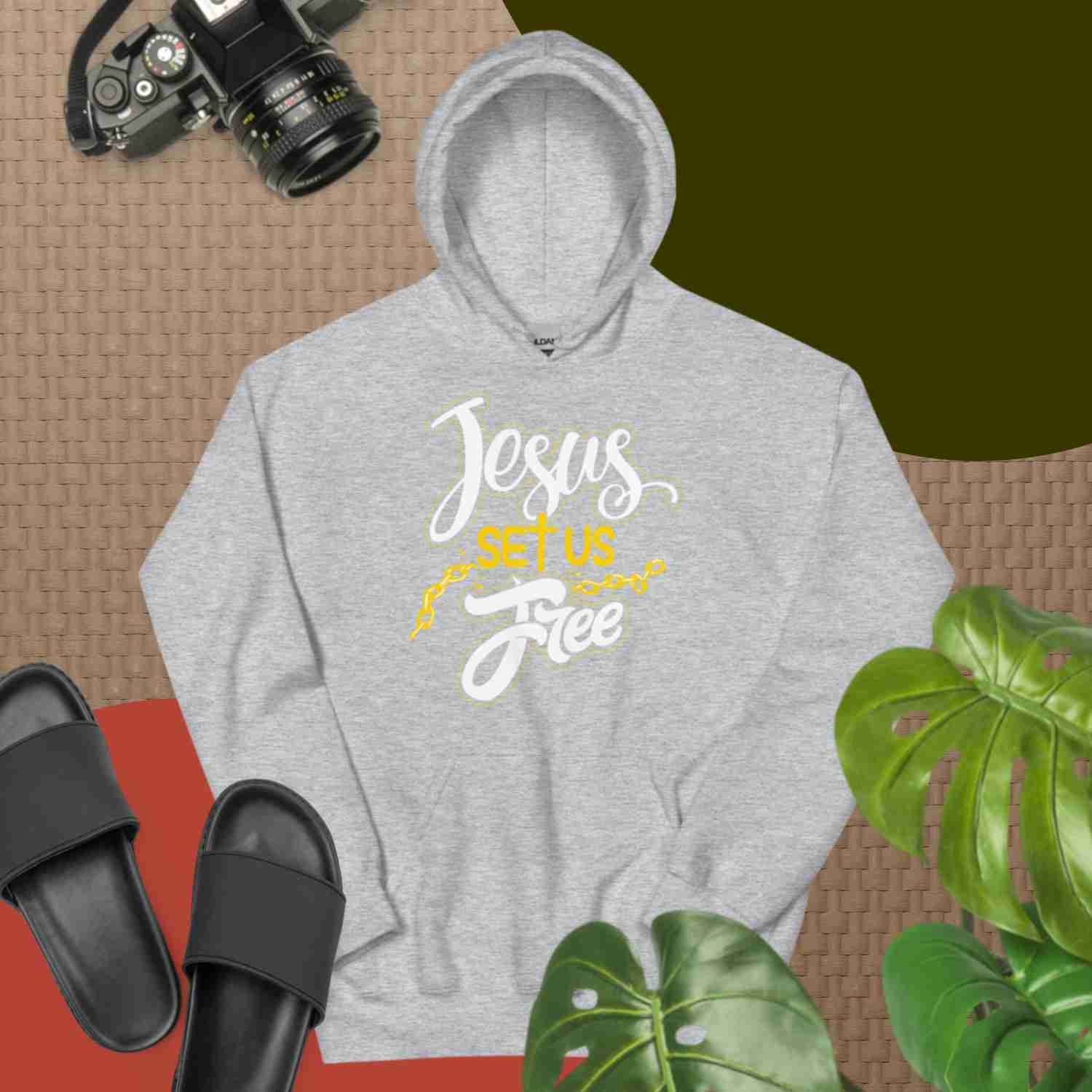 F&H Christian Jesus Set Us Free Mens Hoodie