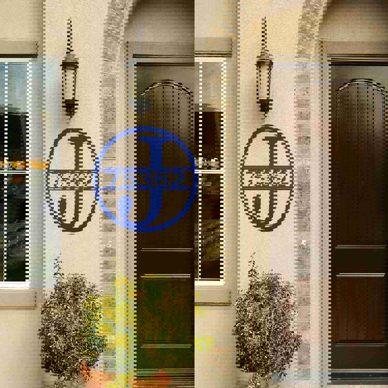 Custom Round Monogram House Number Metal Sign - Housewarming & Wedding Gift