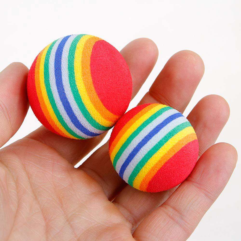 Weihuimei 1Pcs Rainbow 4.2cm Cat Toy Ball - Interactive Chewing Rattle Scratch EVA Ball for Pets