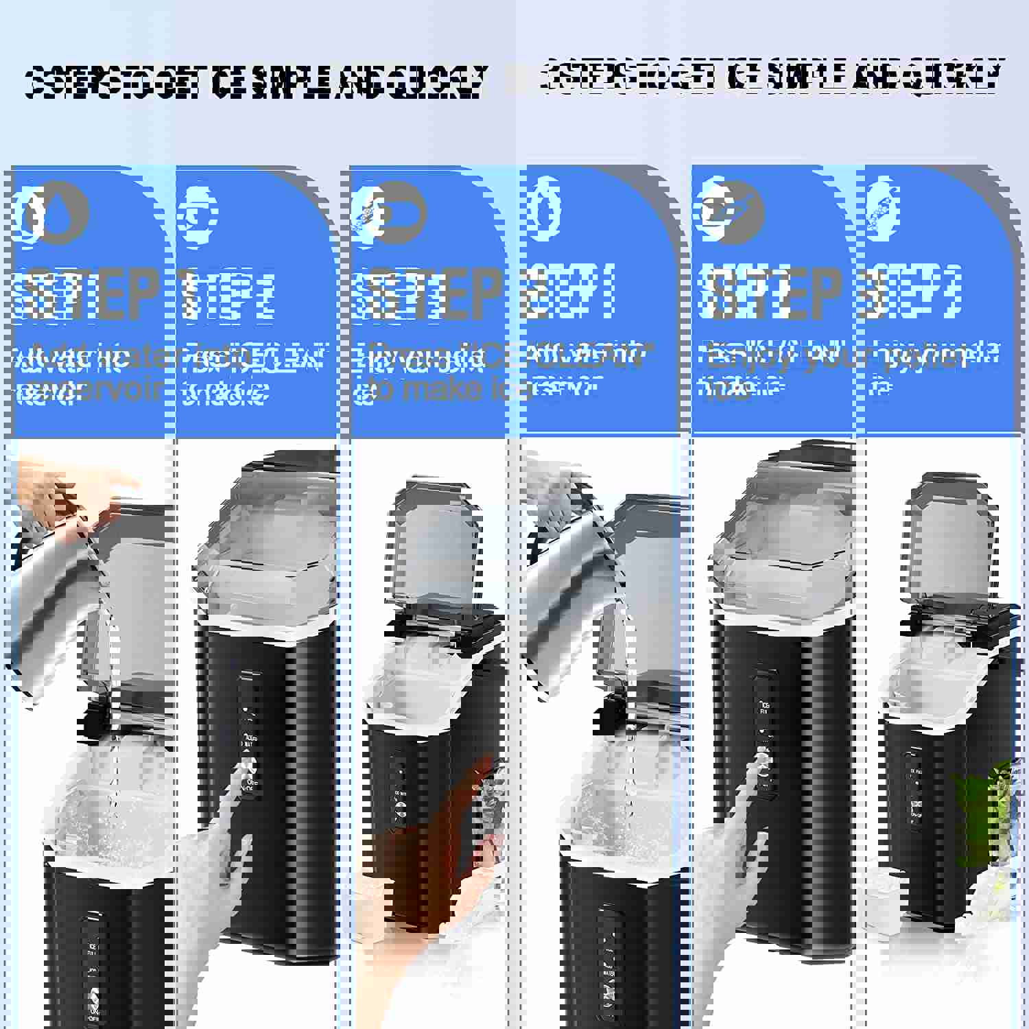 KISSAIR Countertop Ice Maker with Soft Chewable Pellet Ice, 34Lbs/24H, Automatic Self-Cleaning, Portable for Kitchen & Office