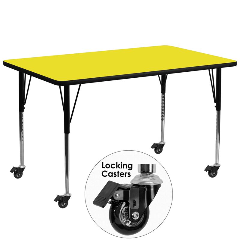 Flash Furniture Mobile 30W x 72L Rectangular Yellow HP Laminate Activity Table