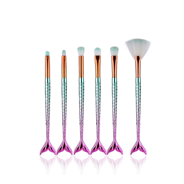 Professional Mermaid Makeup Brushes Set - High Quality Eye Shadow Eyeliner Eyebrow Brushes