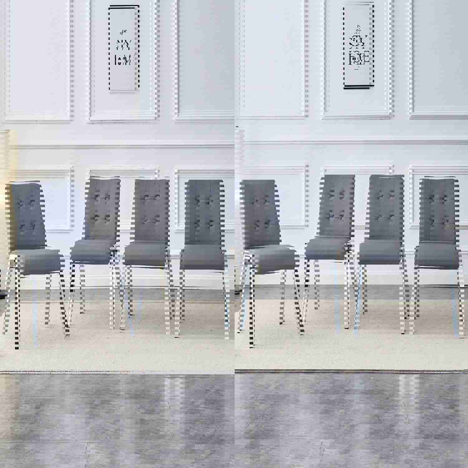 Modern Glass Dining Table Set with 4 Lattice High Back Chairs