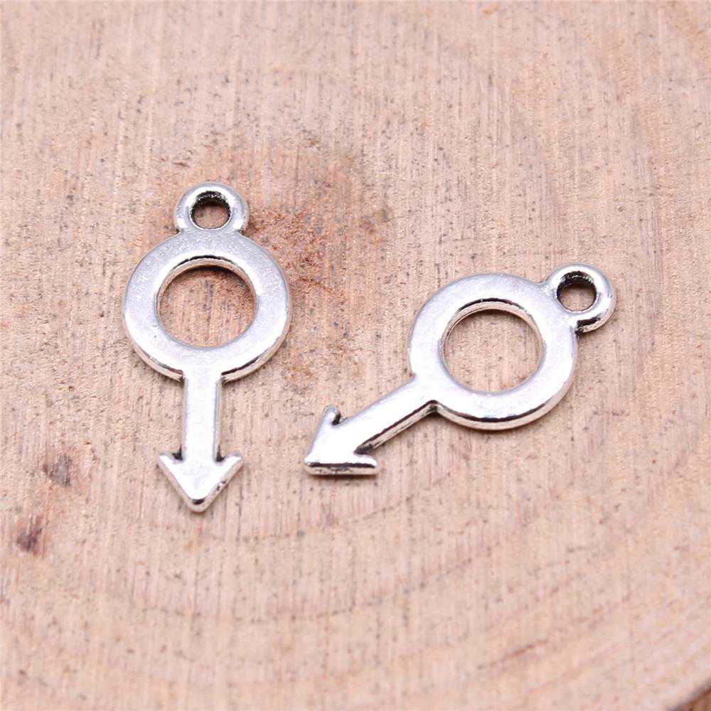 WYSIWYG 40pcs Charms 18x9mm Male Symbol Charms for DIY Jewelry Making - Antique Silver Color Alloy Pendants