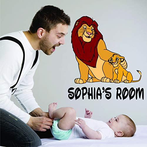 Lion King Disney Movie Cartoon Personalized Name Sticker - Custom Wall Decals for Kids Bedroom (20x20 inch)
