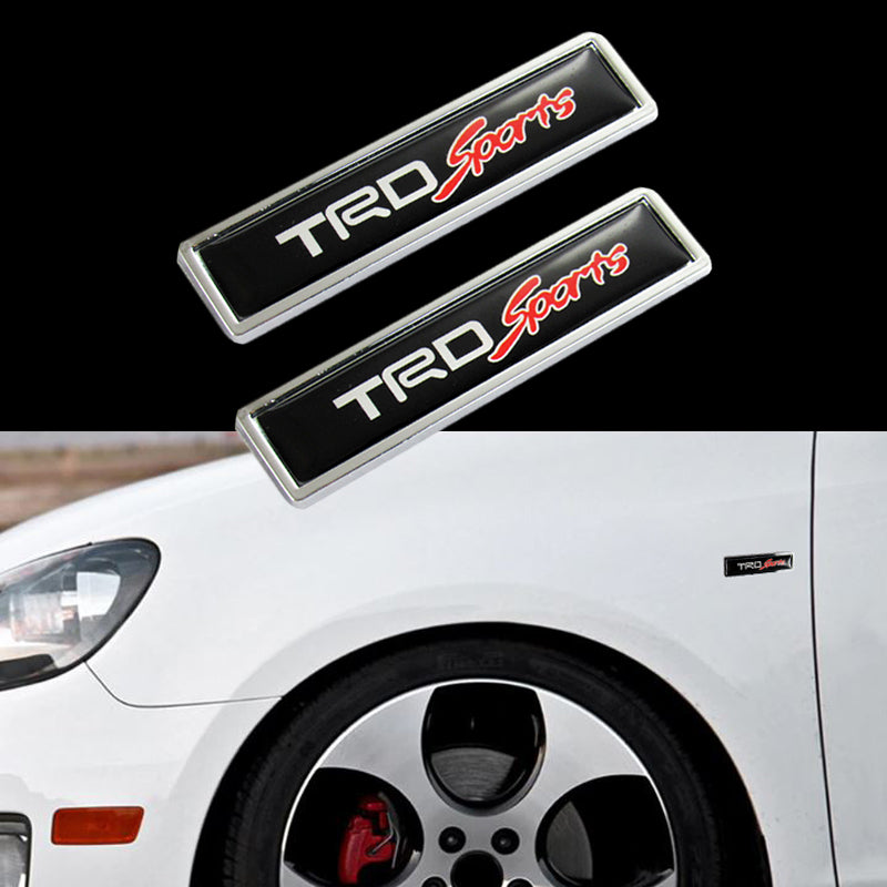 TRD SPORTS TRD TOYOTA 2PC Luxury Auto Car Body Fender Metal Emblem Badge Sticker Decal