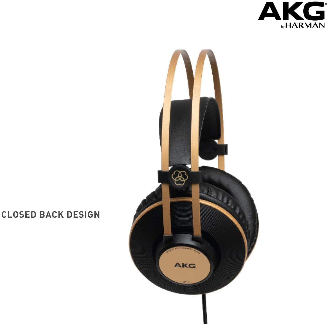AKG Pro Audio K92 Closed-Back Studio Headphones (Renewed) - Matte Black/Gold