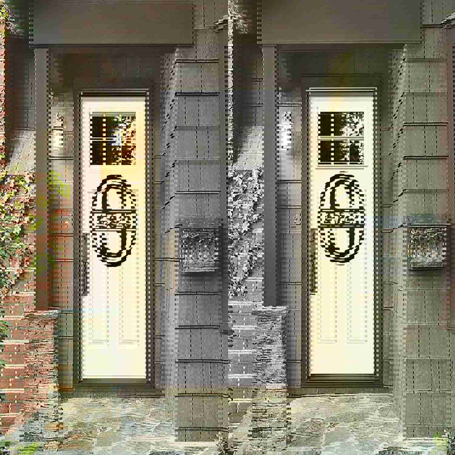 Custom Round Monogram House Number Metal Sign - Housewarming & Wedding Gift