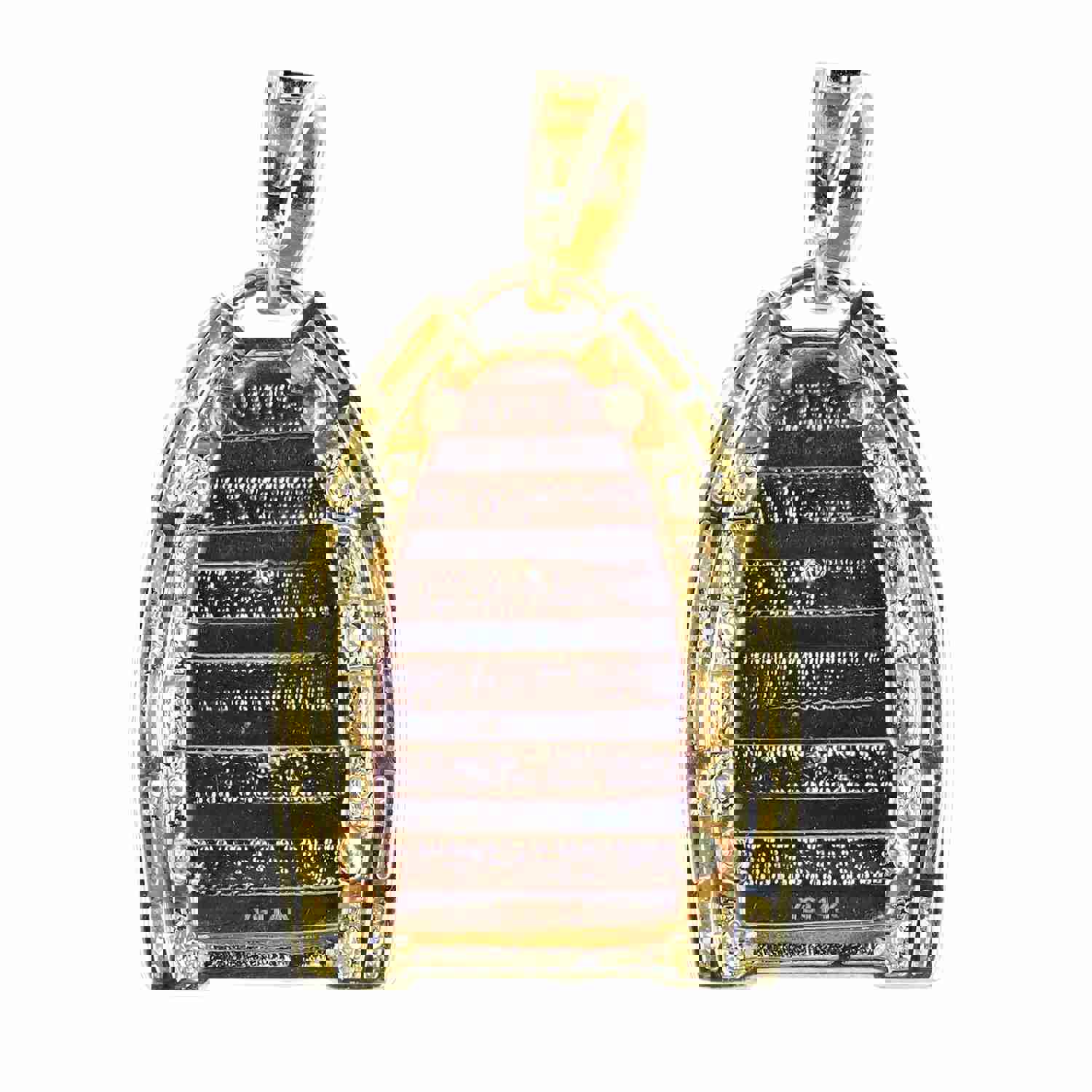 14K Gold Tricolor 32x18mm Dragon Medallion Pendant