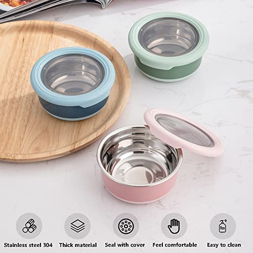 Lille Home 7.5 OZ Stainless Steel Dressing Containers with Leakproof Lids, Set of 3