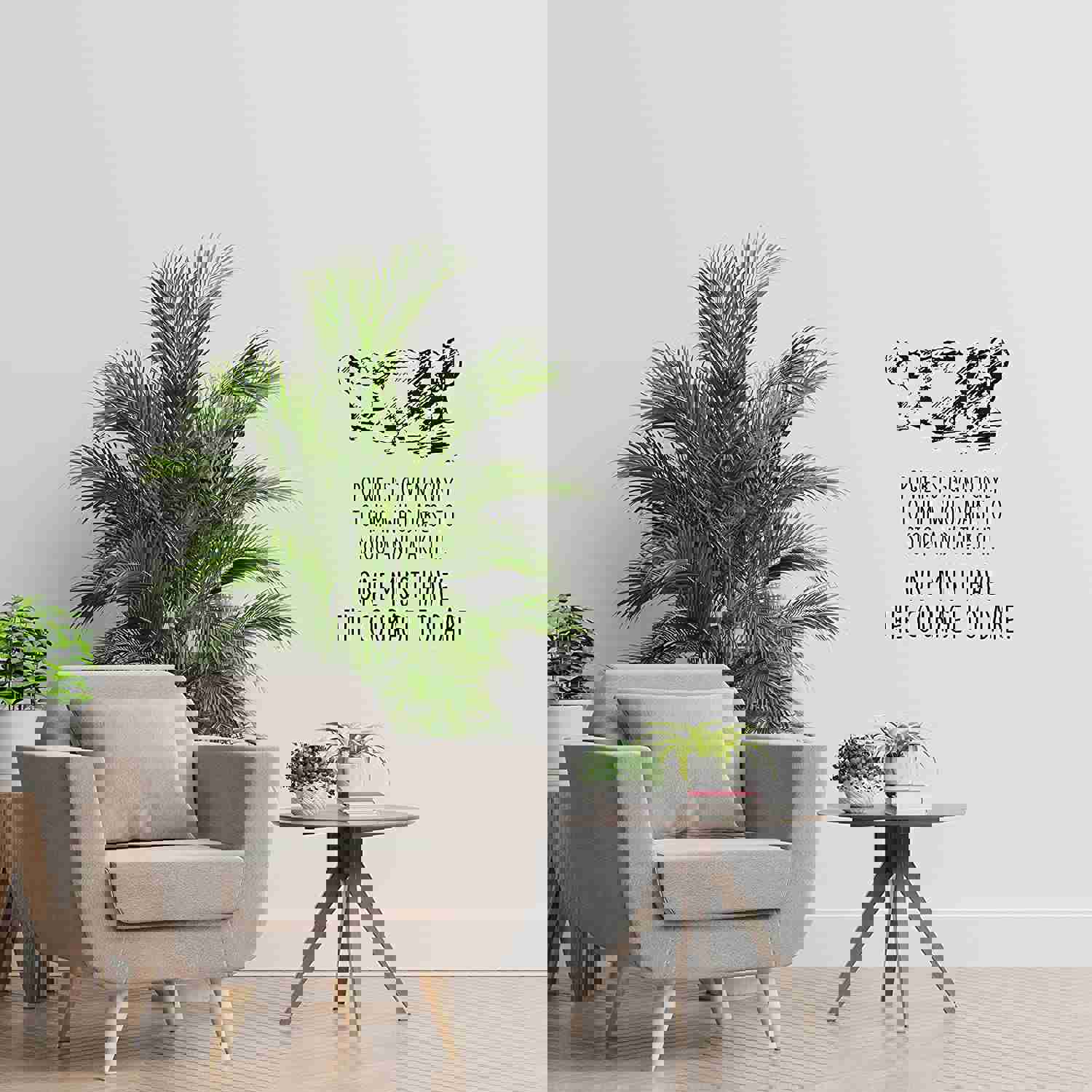 Animal Life Quote Vinyl Wall Sticker Decal - Courage Hippo Hippopotamus Motivation Quote