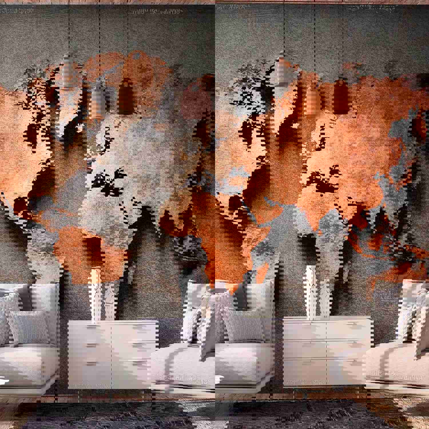 Peel & Stick World Map Wall Mural - Copper Map - Removable Wall Decals