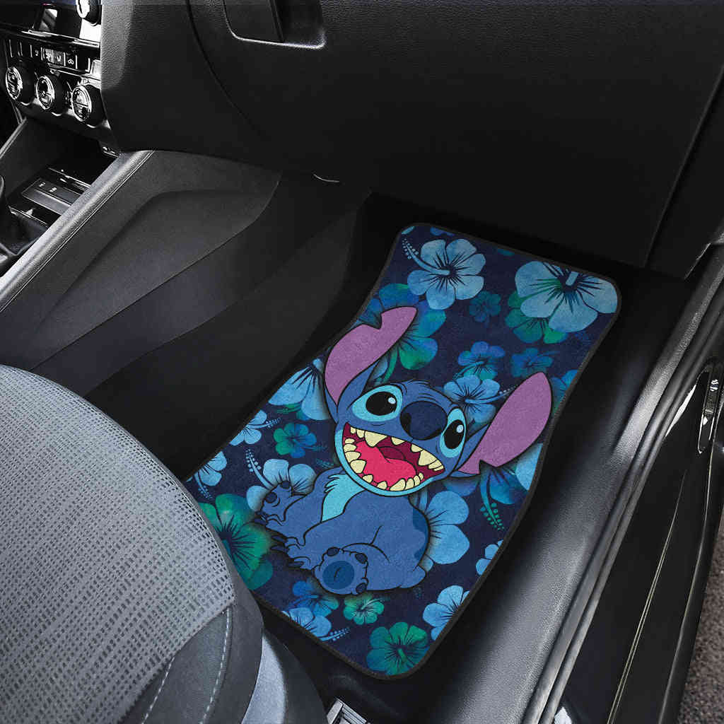 Stitch Car Floor Mats Hawaii Flowers - Custom Printed Waterproof Car Accessories