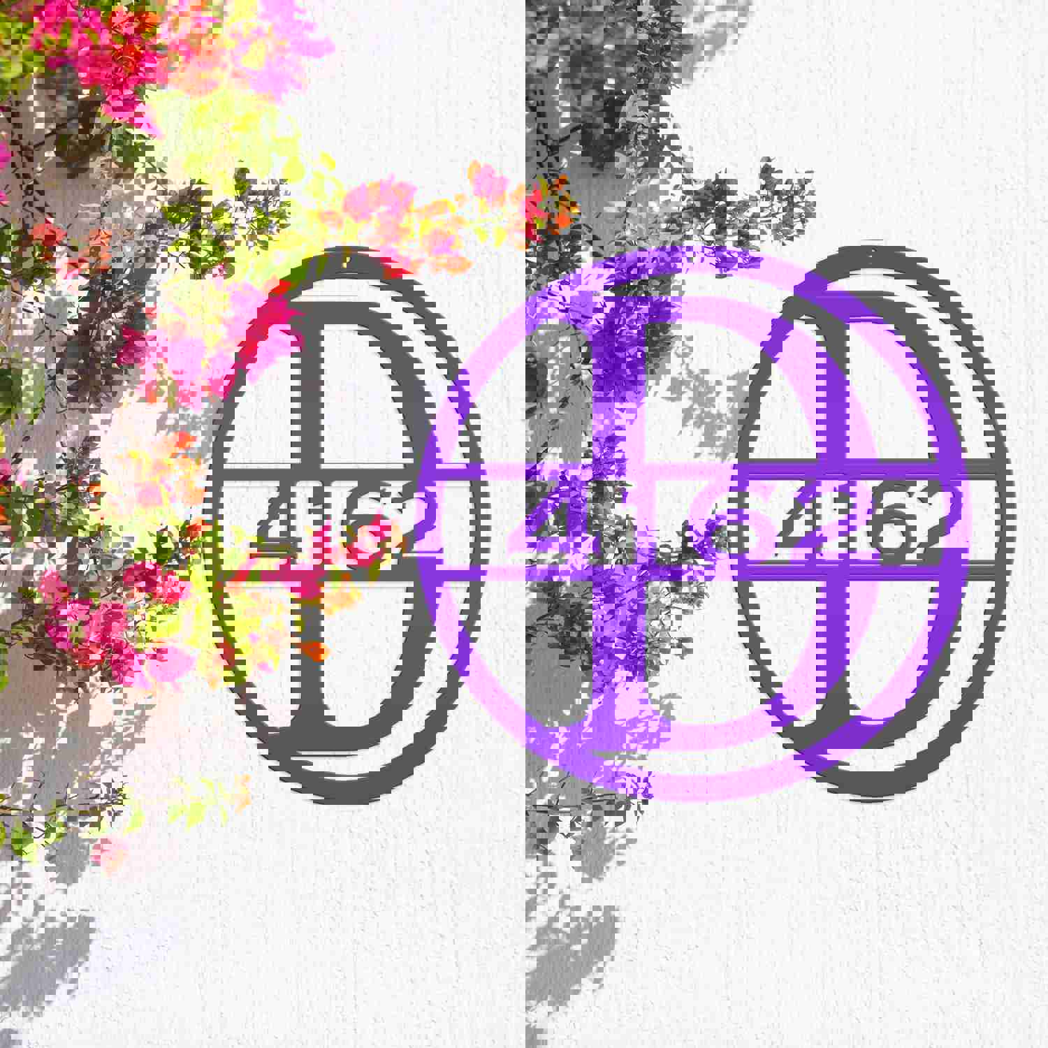 Custom Round Monogram House Number Metal Sign - Housewarming & Wedding Gift