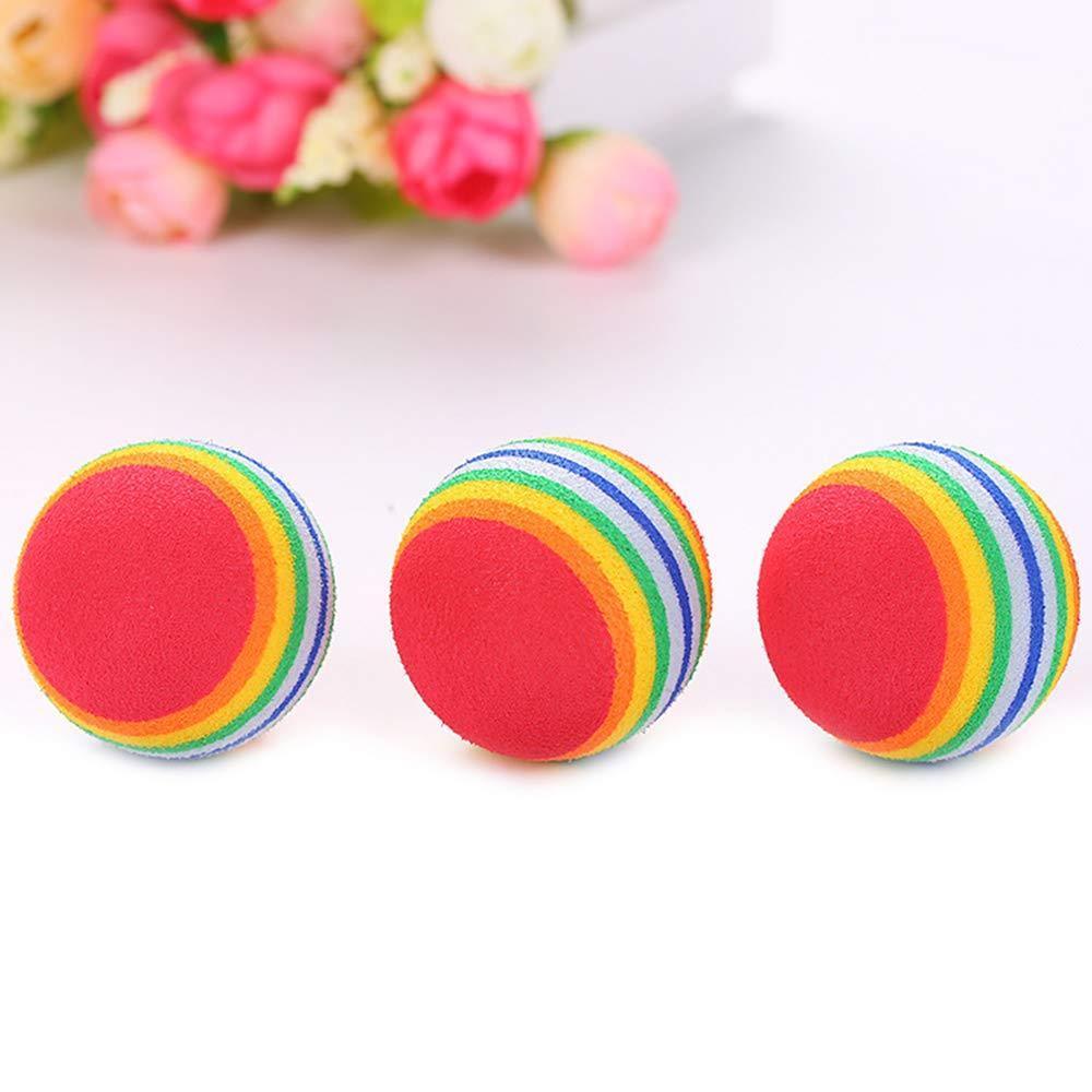 Weihuimei 1Pcs Rainbow 4.2cm Cat Toy Ball - Interactive Chewing Rattle Scratch EVA Ball for Pets