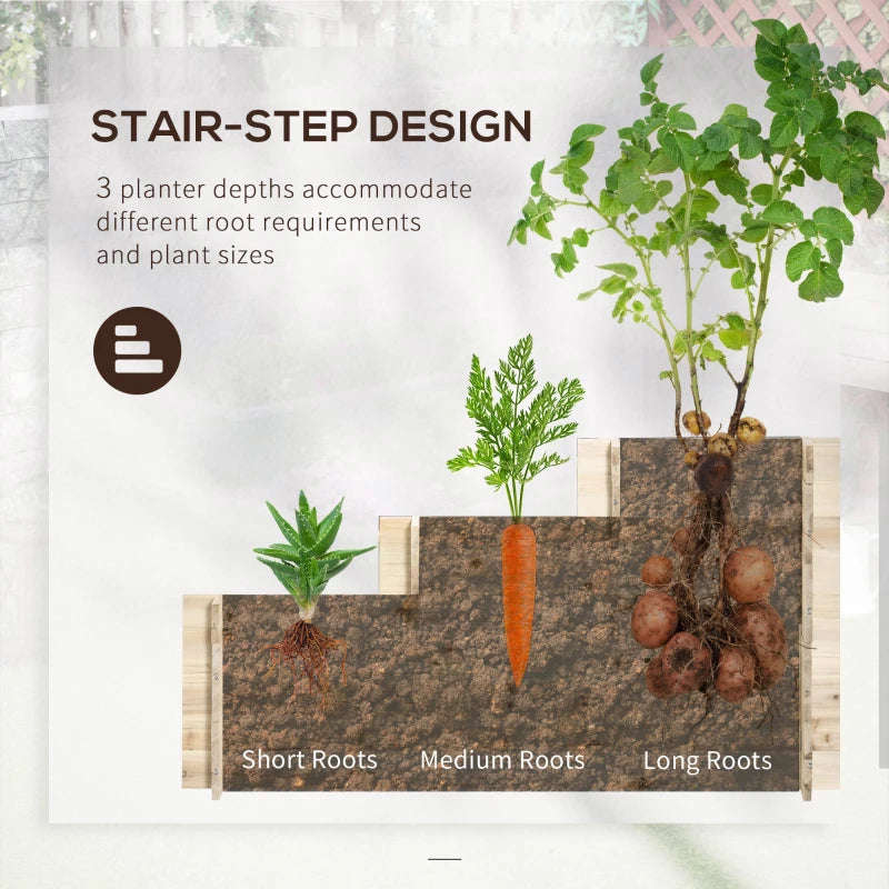 Outsunny 3 Tier Raised Garden Bed with 9 Grow Grids and Non-woven Fabric for Vegetables, Flower, Herb Outdoor Indoor Use
