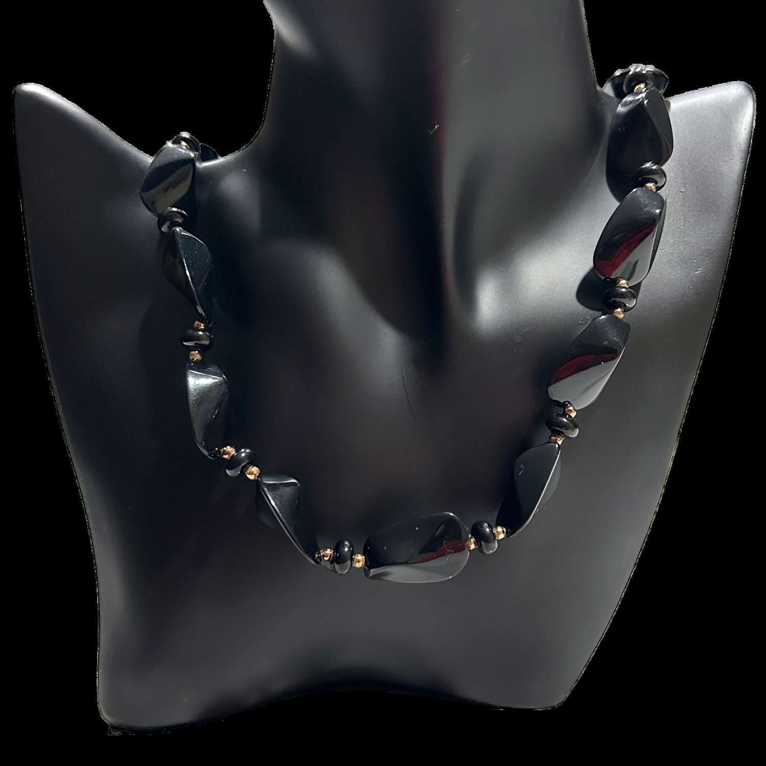 Black and Gold Twisted Bead Necklace