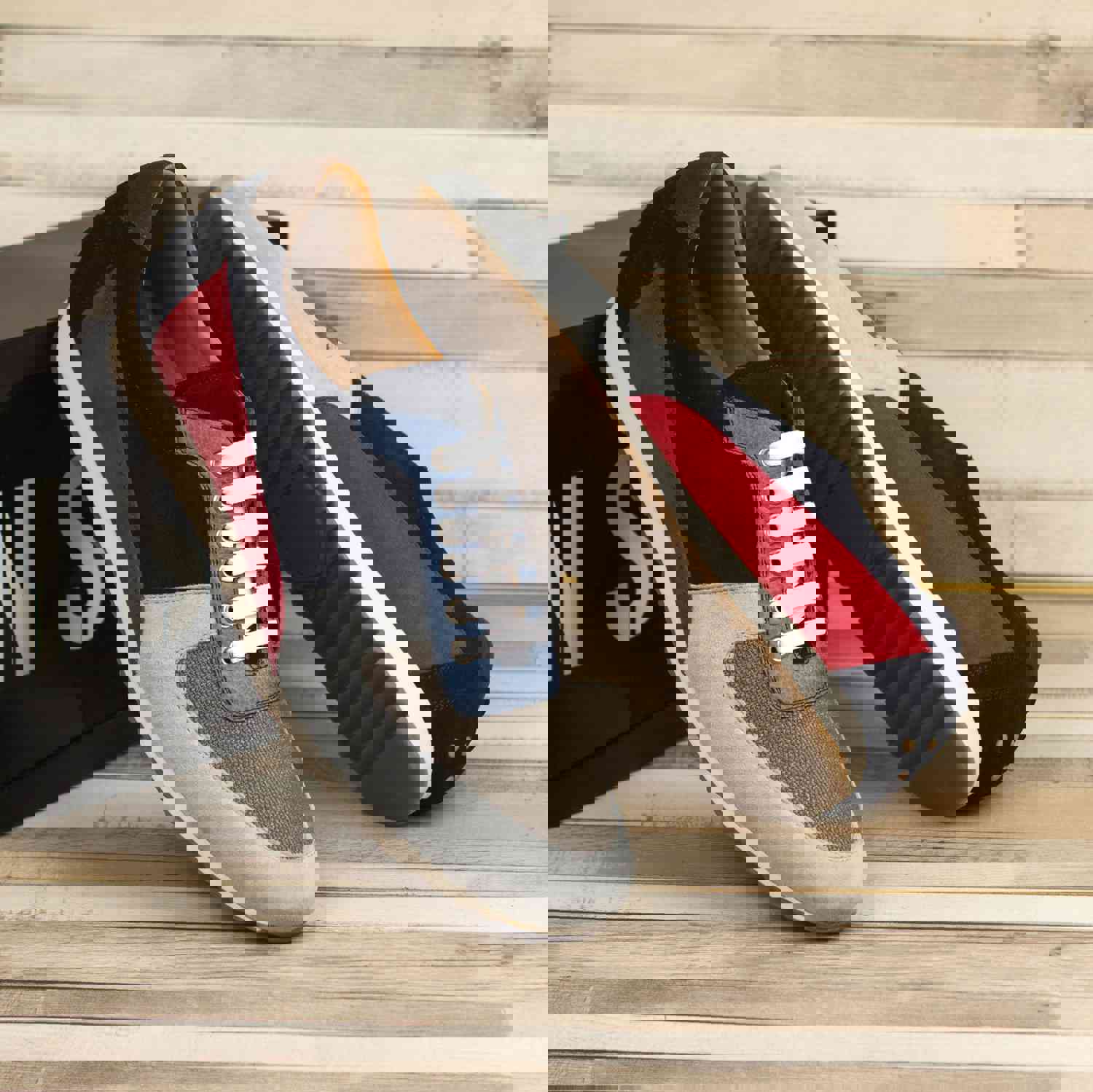 DapperFam Cesare Mens Linen & Lux Italian Suede & Pebble Grain Leather Trainer