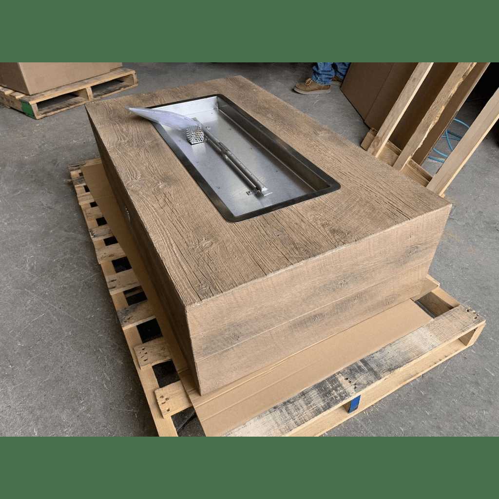 The Outdoor Plus - Coronado GFRC Wood Grain Concrete Rectangle Gas Fire Pit 120
