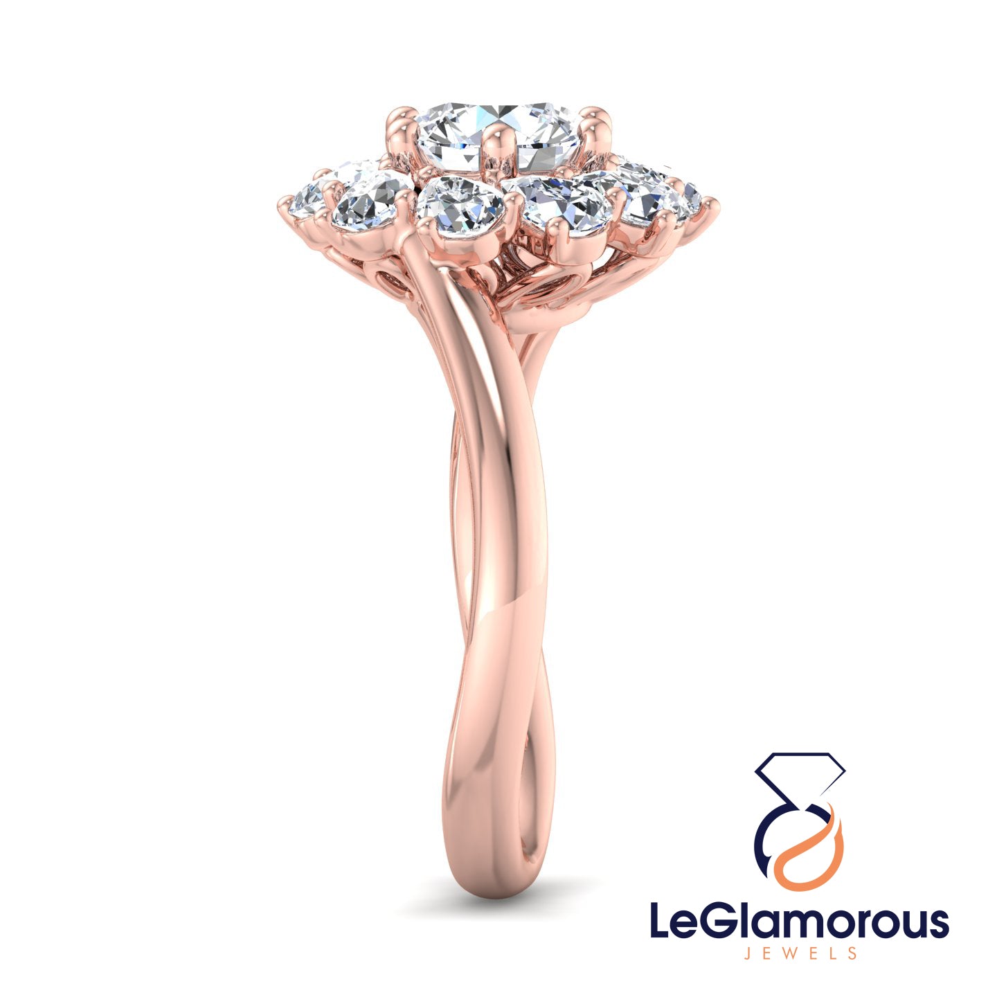 1.00 Carat Round Cut Halo Lab Grown Diamond Engagement Ring - IGI Certified