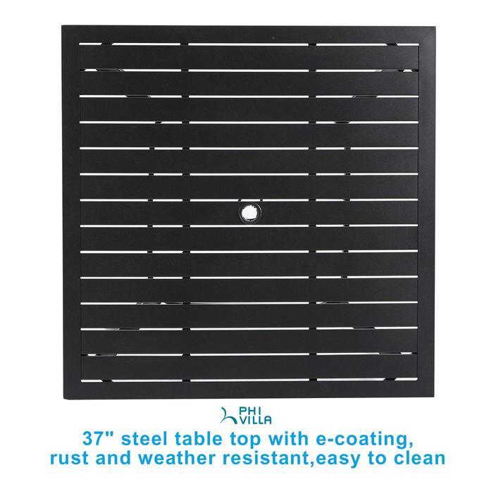 5-Piece Outdoor Dining Set with 4 Cushioned Swivel Chairs and Square Table