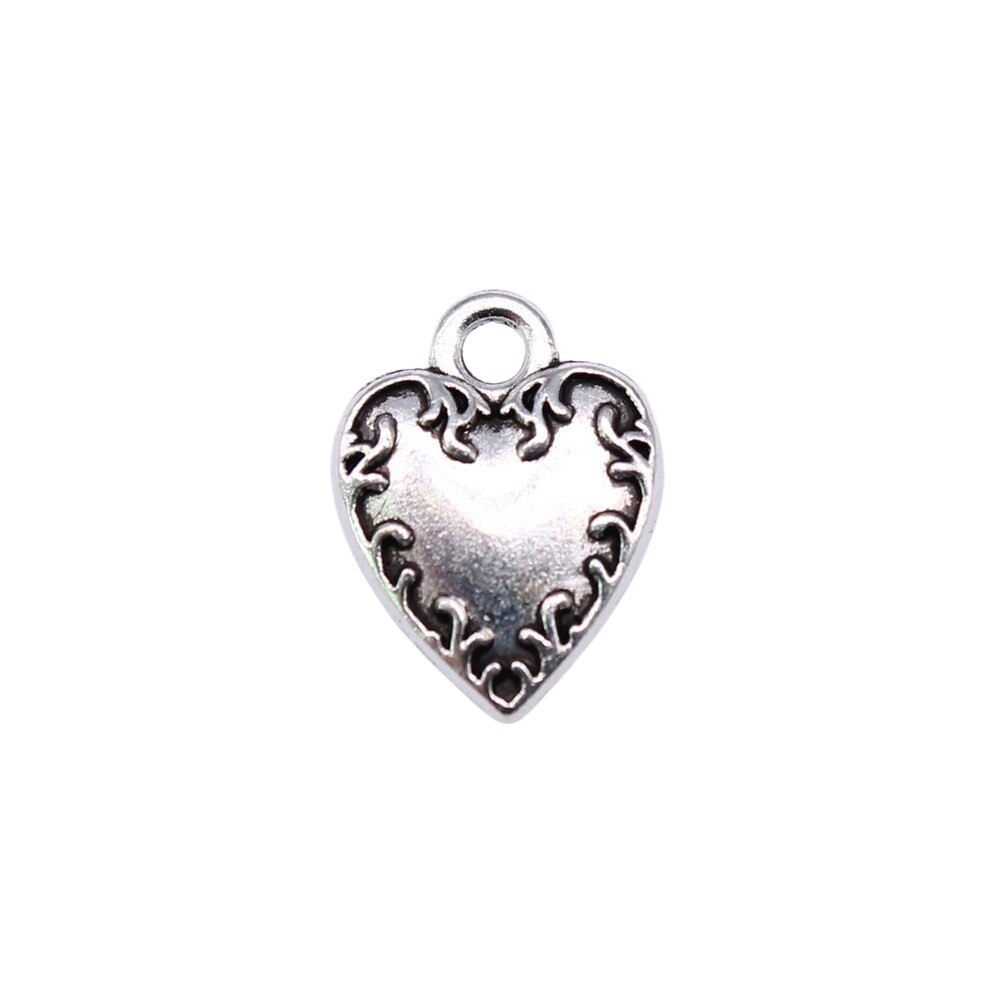 WYSIWYG 40pcs Heart Charms for DIY Jewelry Making - Antique Silver Alloy Pendants