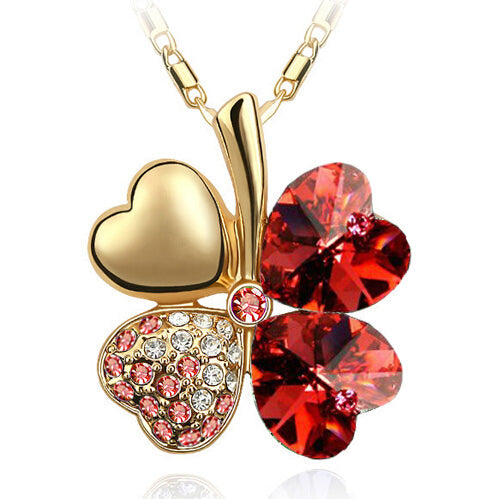 Fashion Austrian Crystal Four Leaf Clover Necklace for Women
