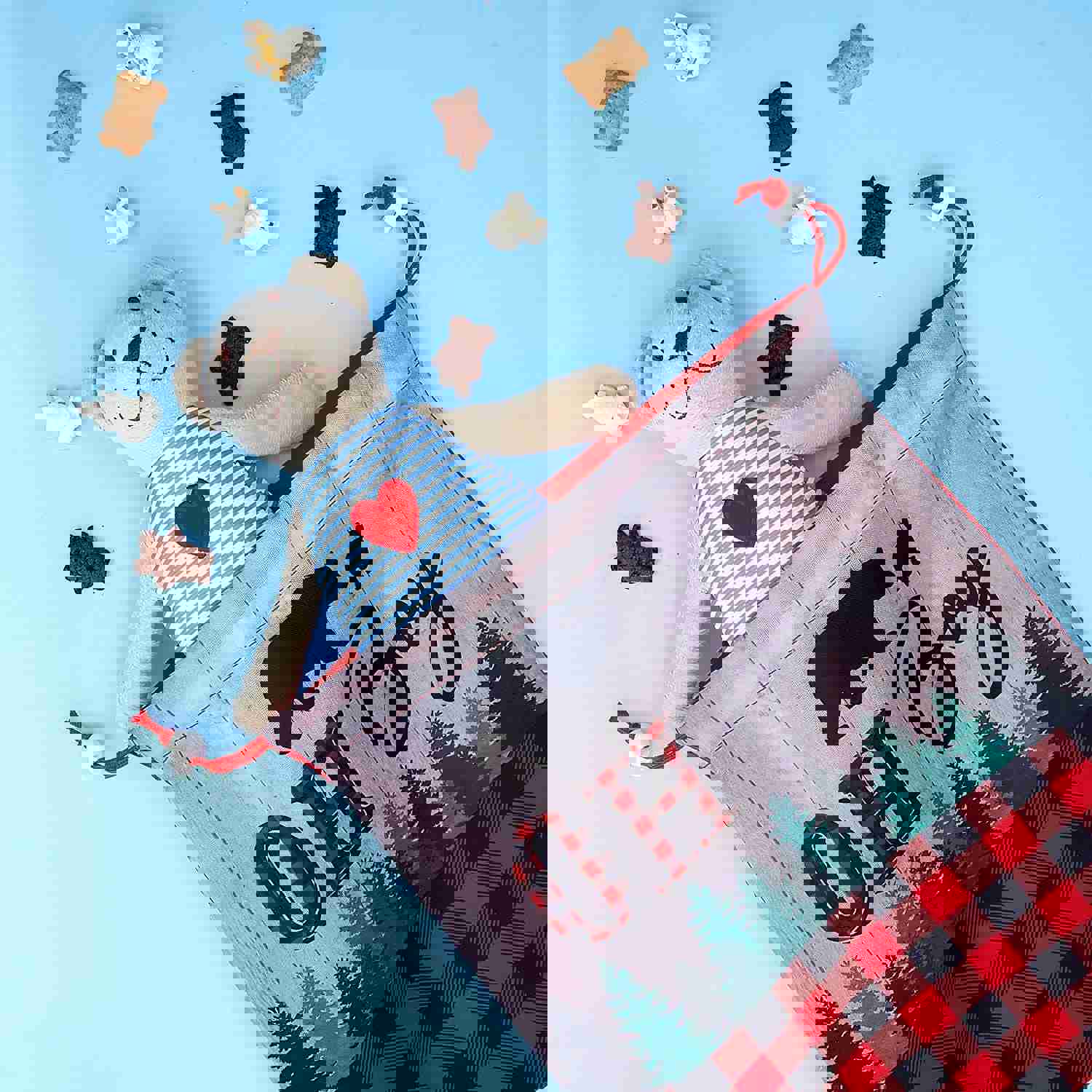 12 Pack Lumberjack Buffalo Plaid Drawstring Gift Bags for Boys Baby Shower & Kids Birthday Party Favors