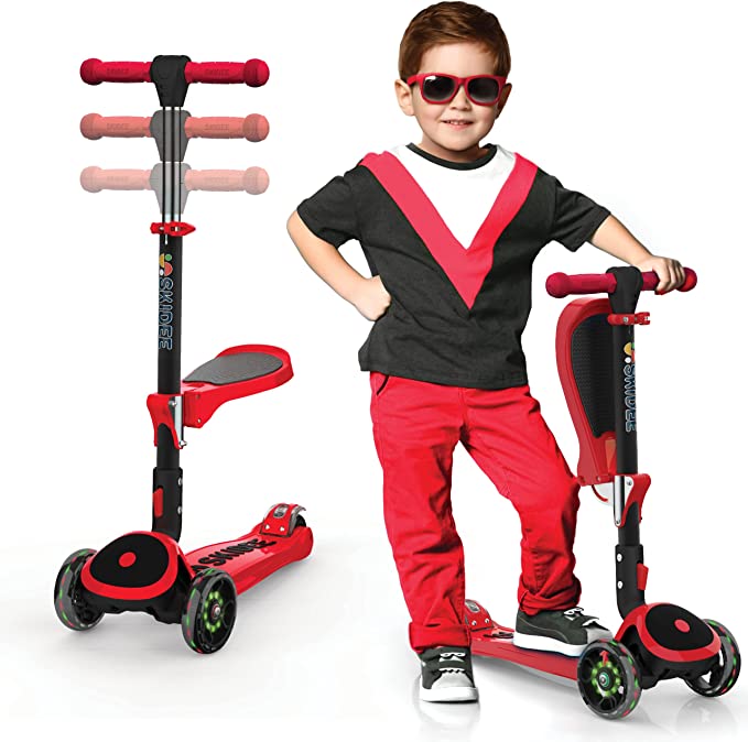 Y200 Adjustable Height Foldable Kick Scooter for Kids with LED Light Wheels