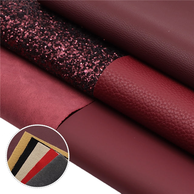 Wine Red Faux Leather Sheet Pack (5 Sheets) for DIY Crafts