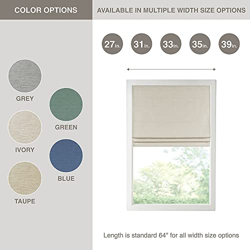 Madison Park Como Grey Cordless Roman Shade - Room Darkening, Energy Efficient Window Treatment