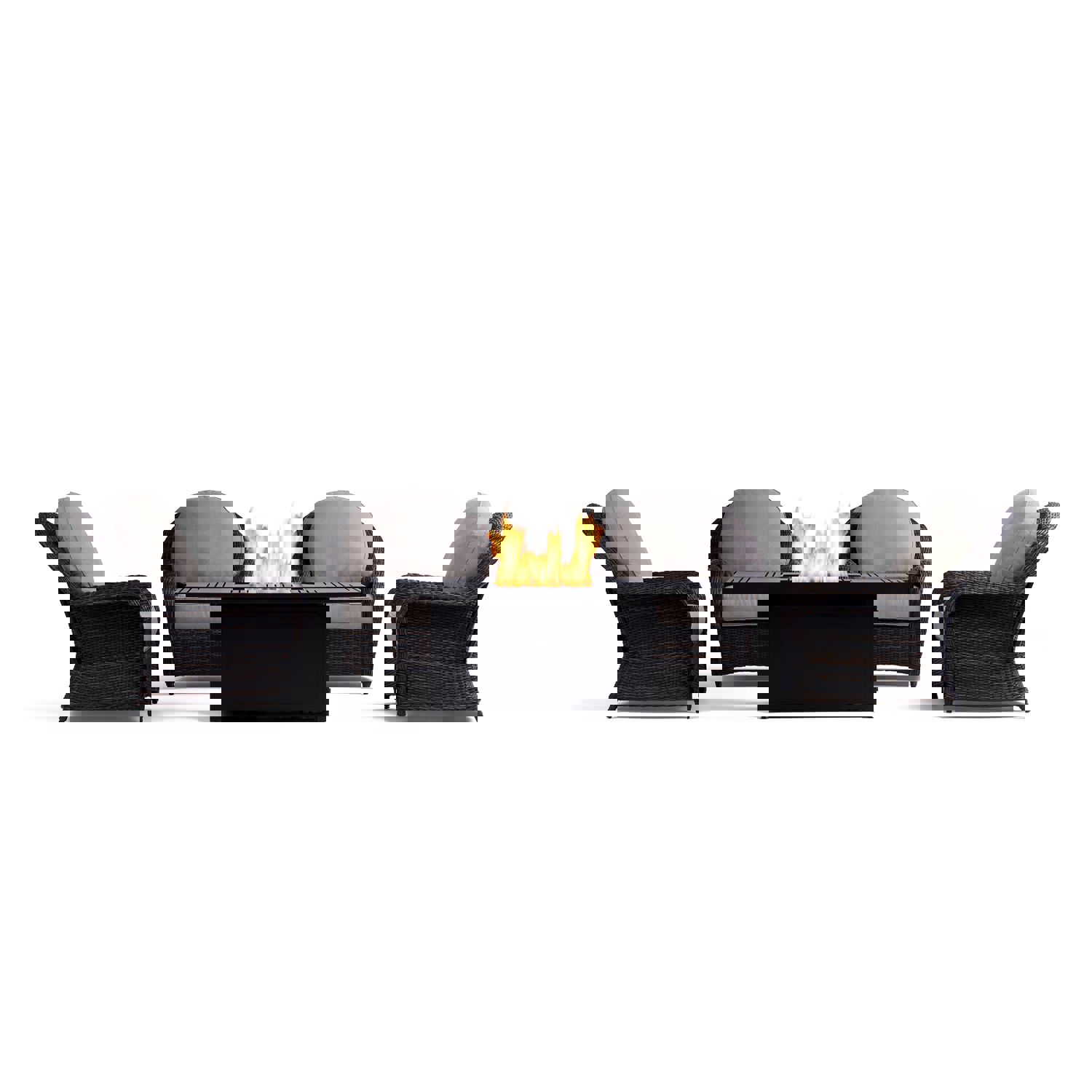 Waverly Outdoor Fire Pit Table Set with 4 Fixed Chairs