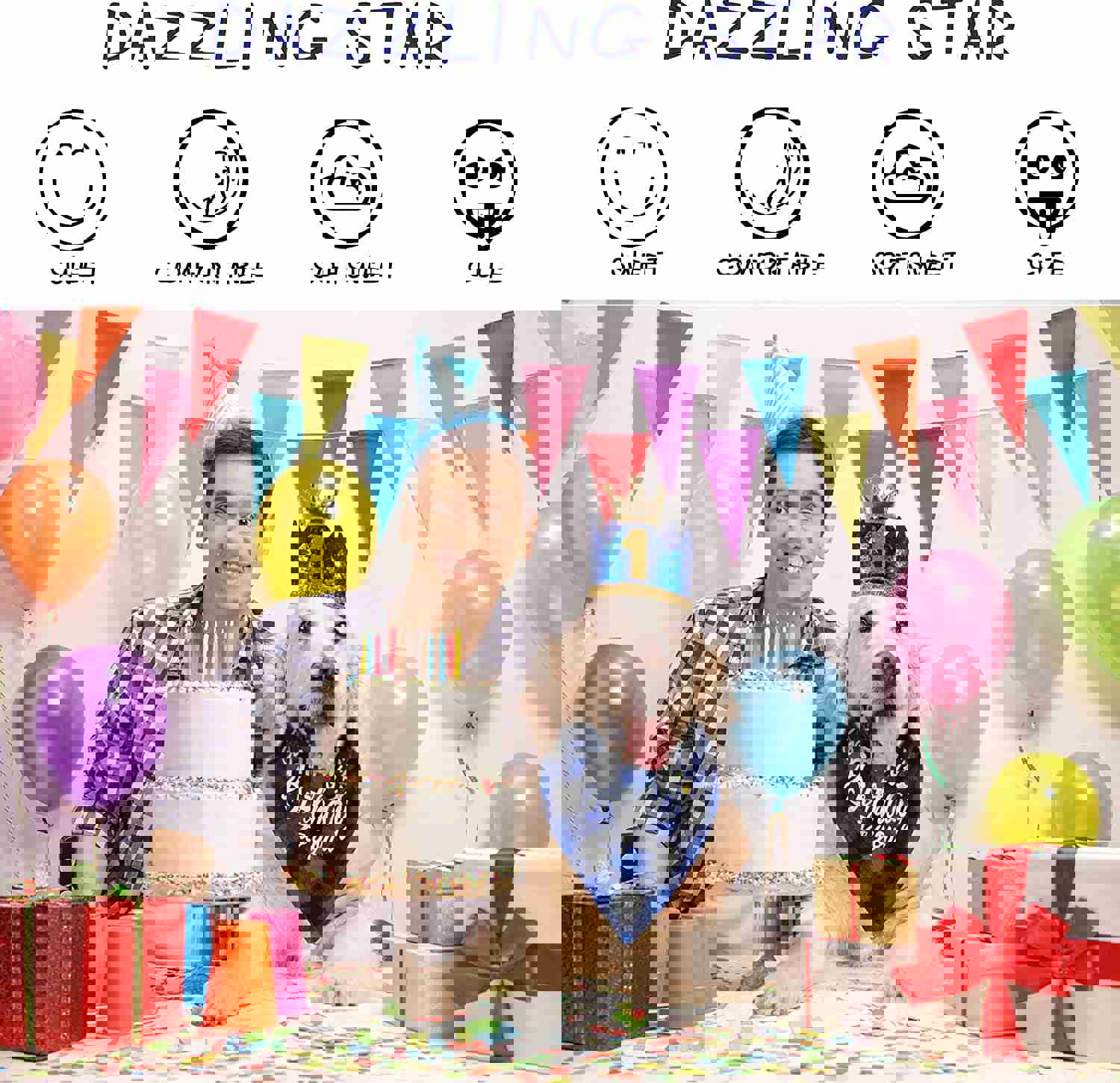 Dog Birthday Party Accessories Set - Bandana, Crown Hat, Bow Tie with 0-9 Figures for Small to Medium Pets (Blue)