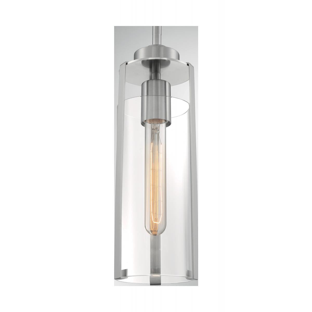 MARINA 1 Light Mini Pendant - Clear Glass with Brushed Nickel Finish