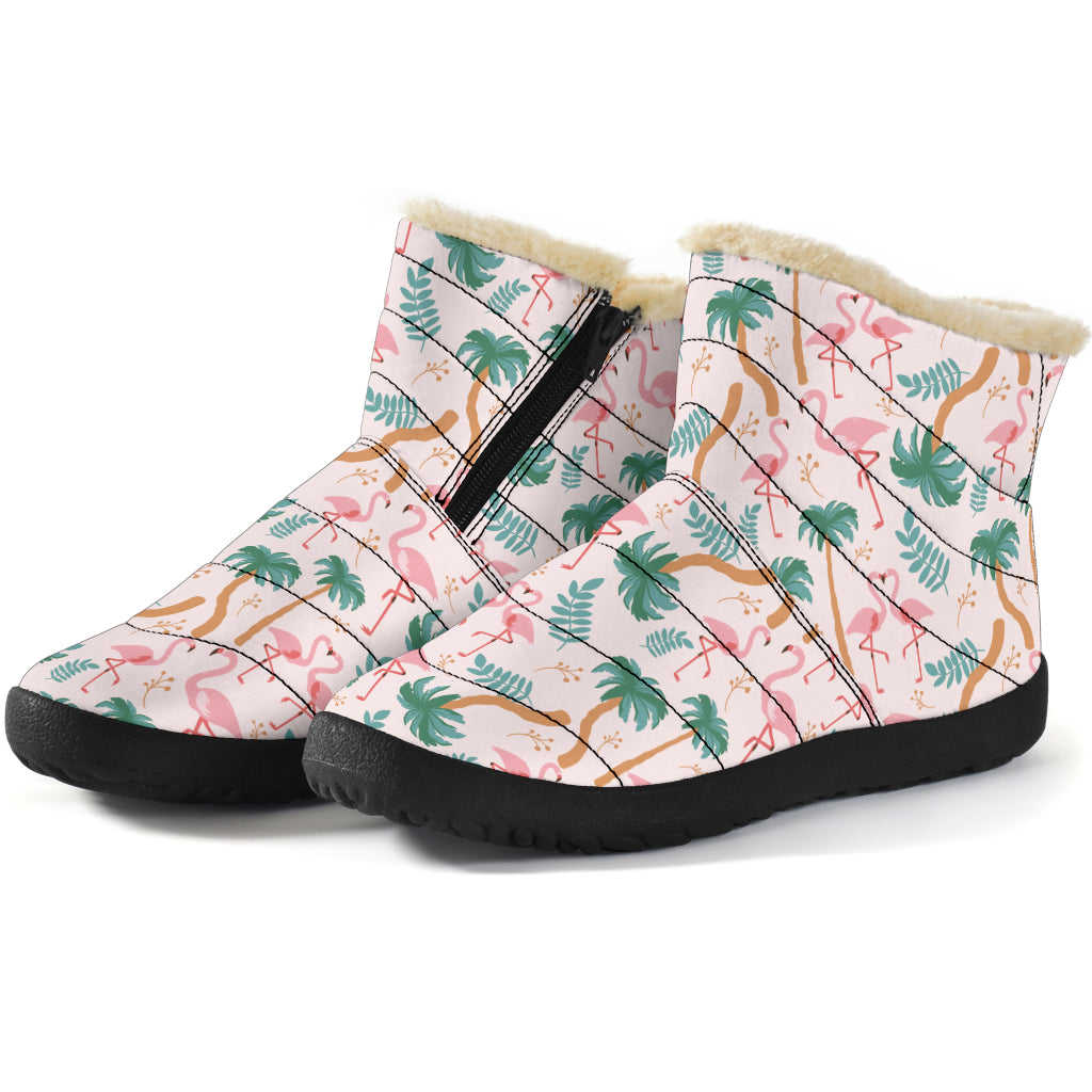 Flamingo Tropical Floral Winter Boots