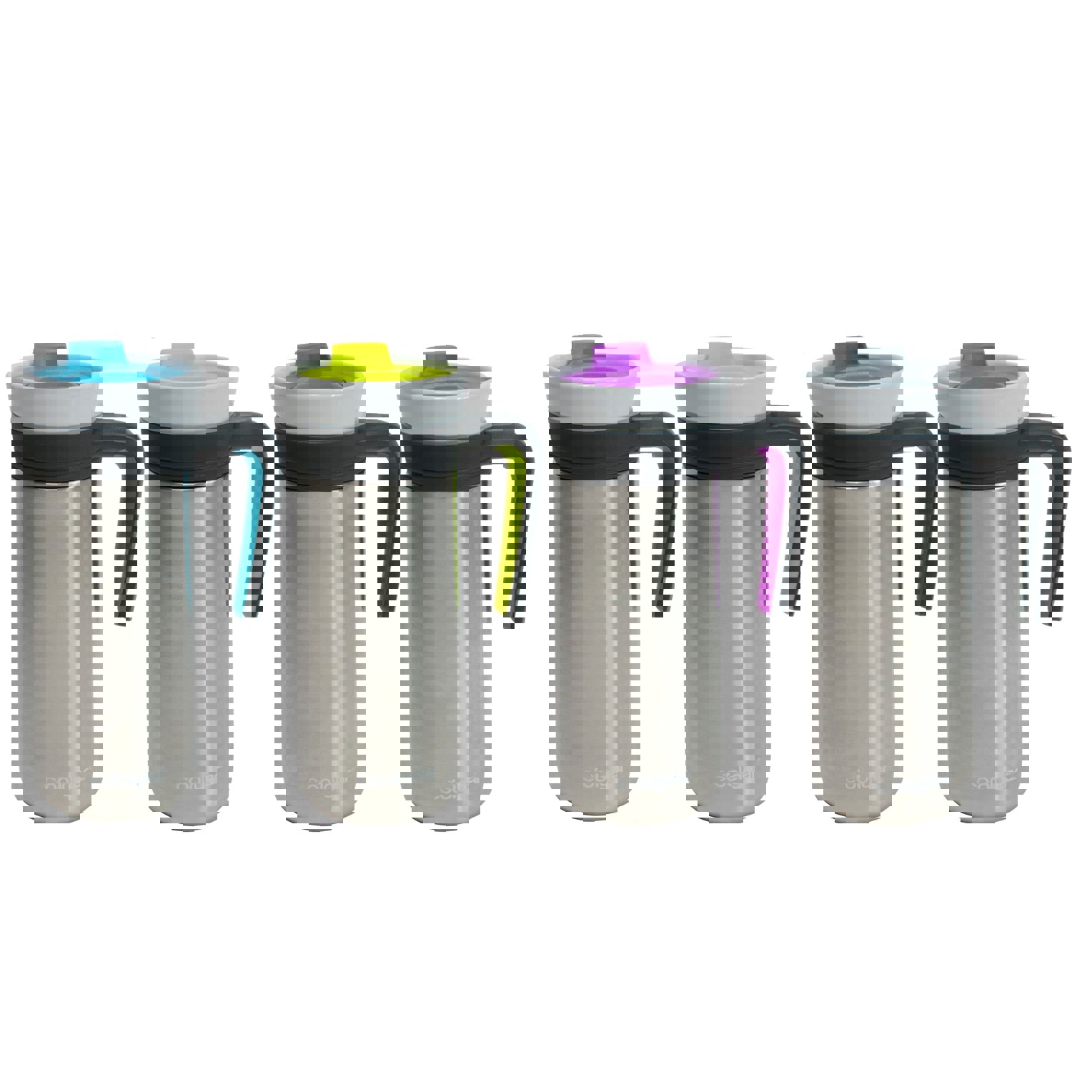 COOL GEAR 4-Pack 12 oz Stainless Steel Kona Triple Insulated Travel Mug with Handle